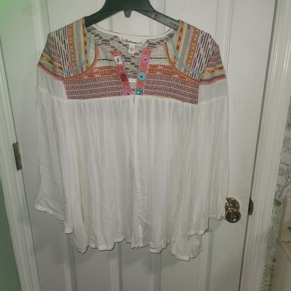 Boho Vibe Open Front Long Bell Sleeves Size Large